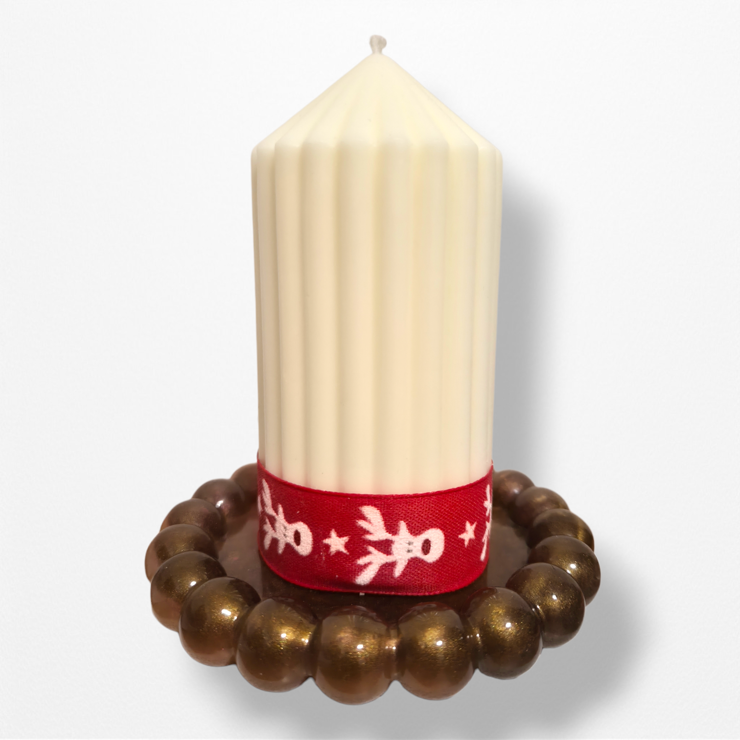 ✨ Perlenlicht – Handgefertigtes Kerzen-Set mit Epoxidharz-Untersetzer